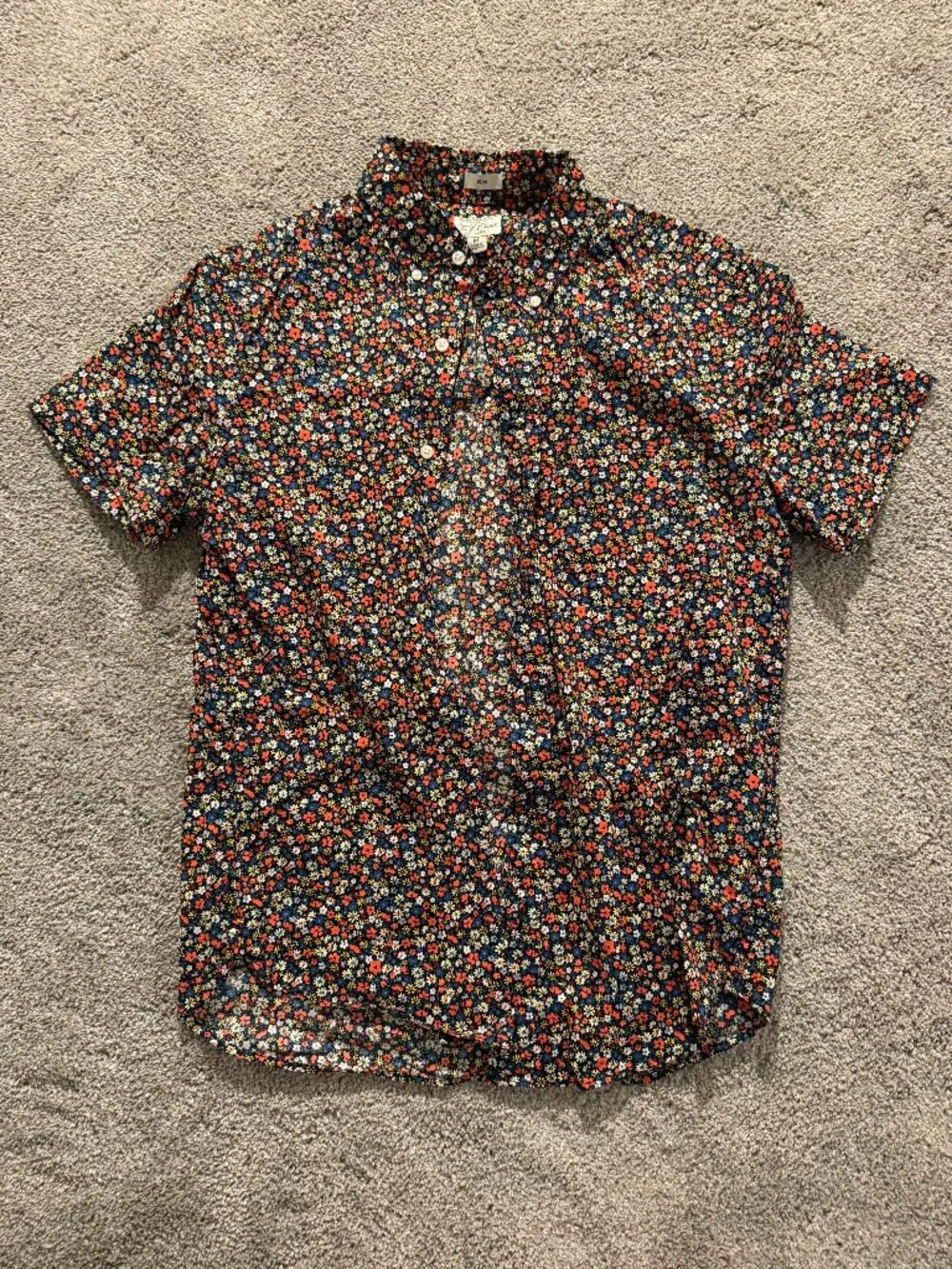 J.Crew flower button up short sleeve Medium